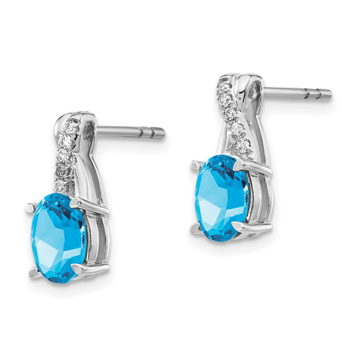High-Quality 14K White Gold Blue Topaz & Diamond Earrings - Affordable Luxury-2