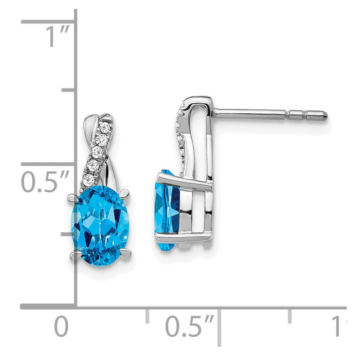 High-Quality 14K White Gold Blue Topaz & Diamond Earrings - Affordable Luxury-4