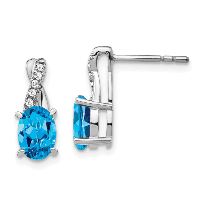 High-Quality 14K White Gold Blue Topaz & Diamond Earrings - Affordable Luxury-1