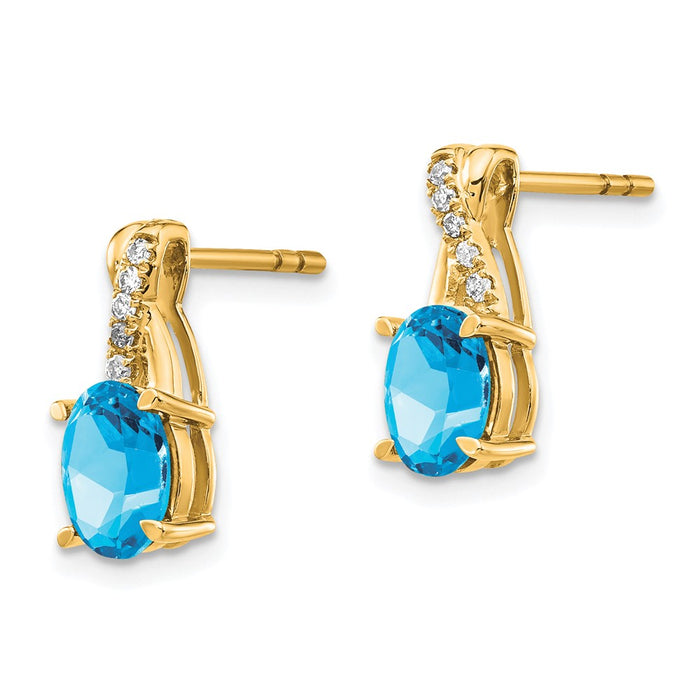 Buy Stylish 14K Gold Blue Topaz & Diamond Earrings | Affordable Luxury Design-2