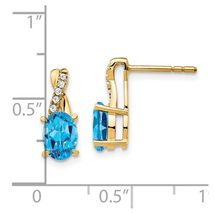 Buy Stylish 14K Gold Blue Topaz & Diamond Earrings | Affordable Luxury Design-4