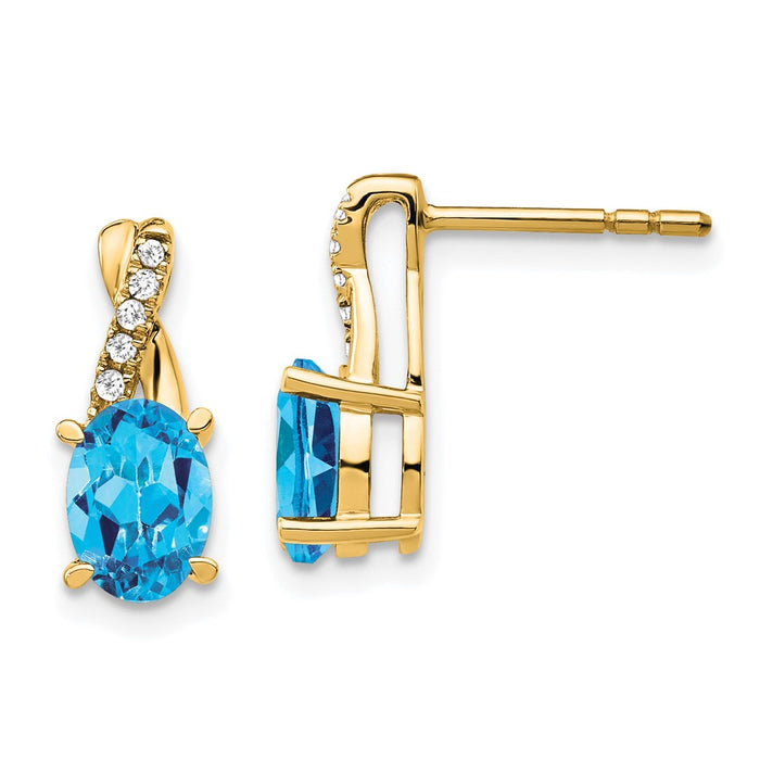 Buy Stylish 14K Gold Blue Topaz & Diamond Earrings | Affordable Luxury Design-1