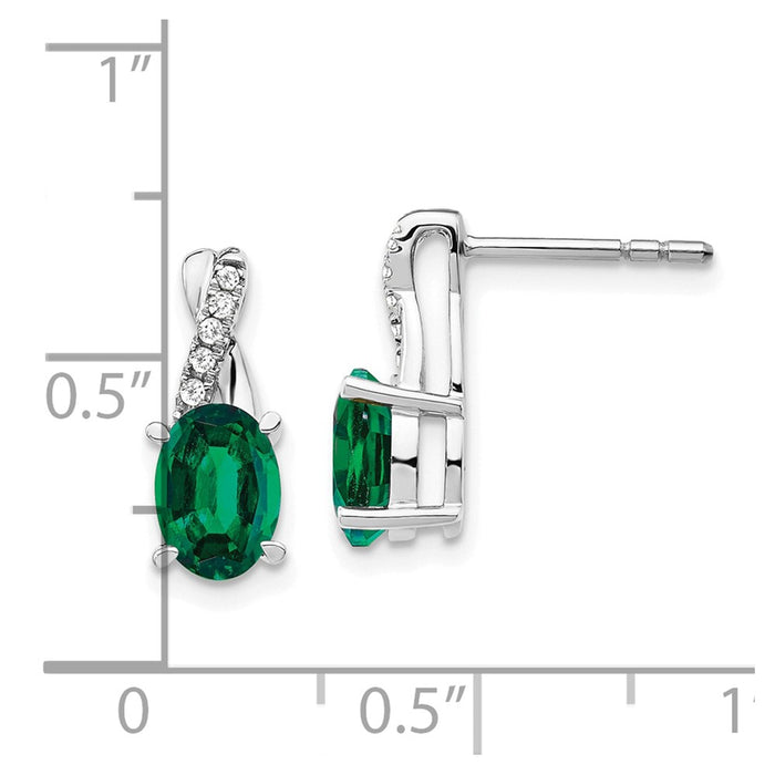 Buy Exclusive 14K White Gold Emerald & Diamond Earrings | Stylish Lab-Created Gems-4