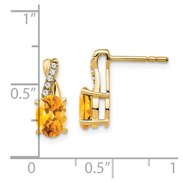 High-Quality 14K Gold Citrine & Diamond Earrings | Stylish Luxury Value-4