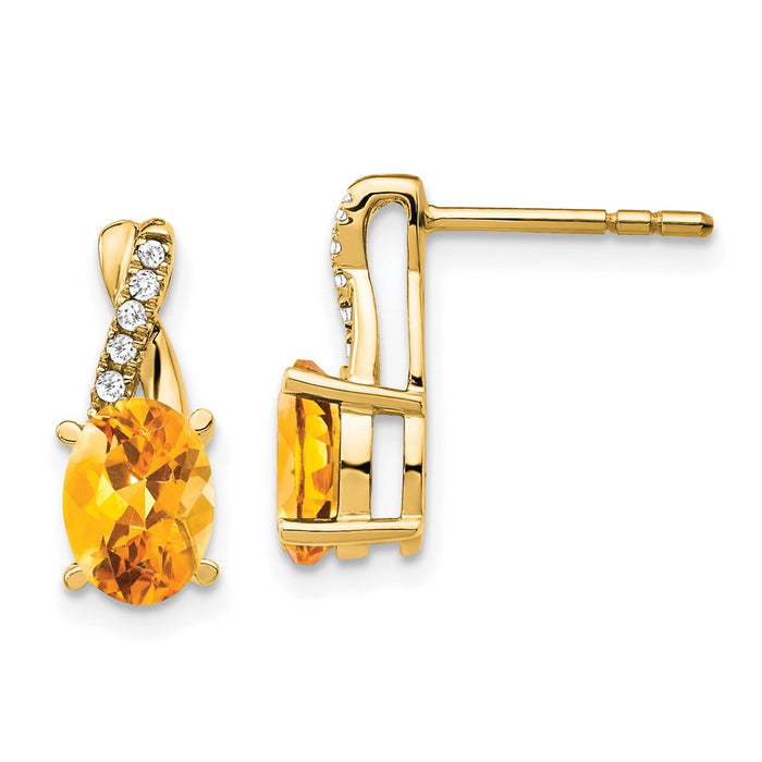High-Quality 14K Gold Citrine & Diamond Earrings | Stylish Luxury Value-1