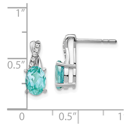 Shop Exclusive 14K White Gold Lab-Grown Diamond & Paraiba Earrings - 1/20 Carat Value!