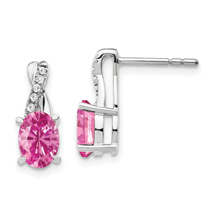 Exclusive 14K White Gold Pink Sapphire & Diamond Earrings - Stylish Value!-1