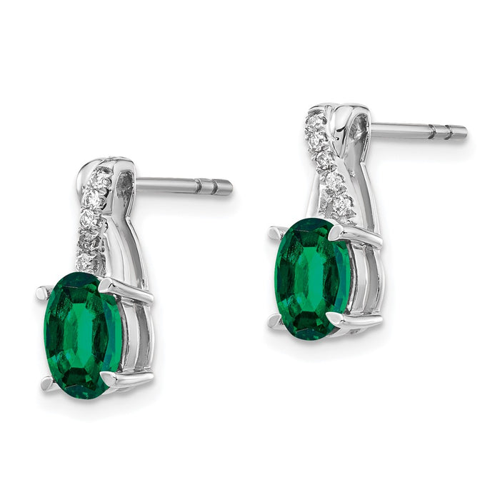 Buy Stylish 14K White Gold Emerald & Diamond Earrings | Affordable Luxury-2