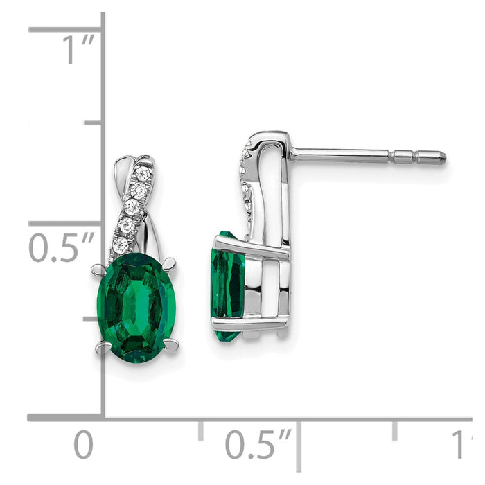 Buy Stylish 14K White Gold Emerald & Diamond Earrings | Affordable Luxury-4