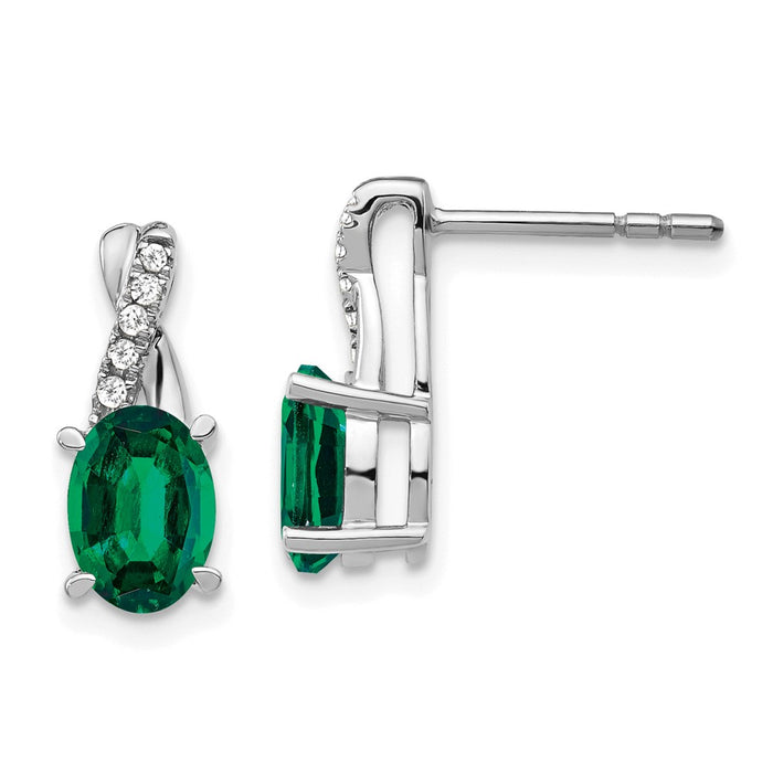 Buy Stylish 14K White Gold Emerald & Diamond Earrings | Affordable Luxury-1