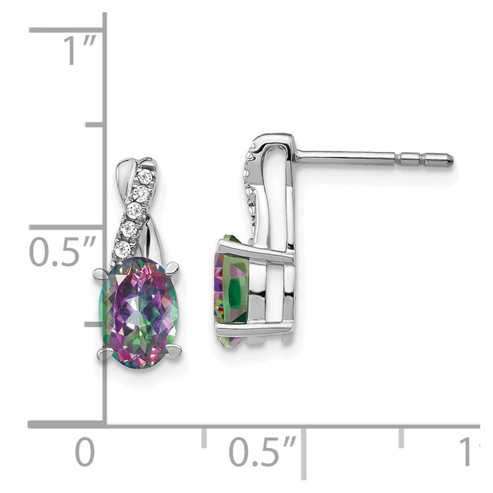 Buy Exclusive 14K White Gold Mystic Fire Topaz & Diamond Earrings - Stylish Value!-4