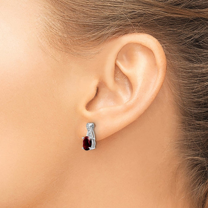 Buy Exclusive 14K White Gold Garnet & Diamond Earrings | Stylish Luxury Value-3
