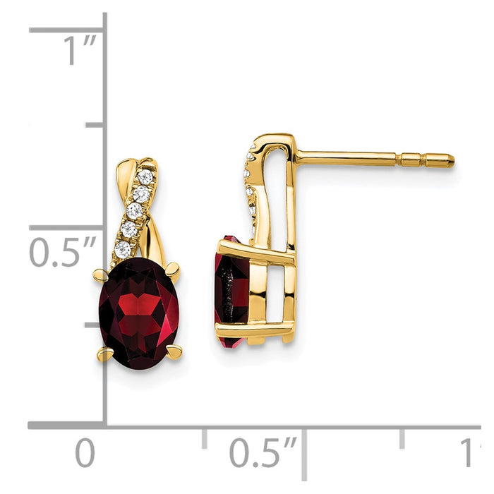 Shop Stylish 14K Yellow Gold Earrings with Garnet & Diamond - Luxury Value!-4
