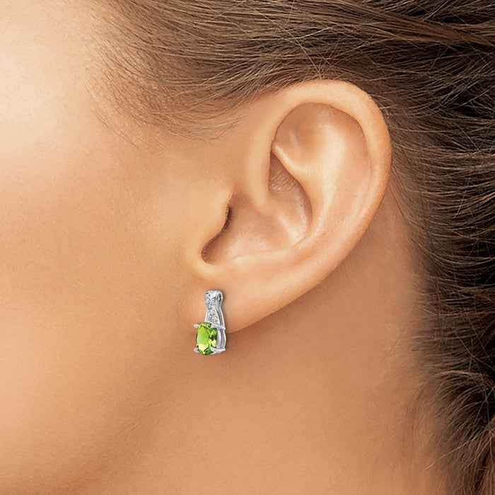 High-Quality 14K White Gold Peridot & Diamond Earrings - Stylish Value Deal!-3