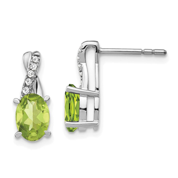 High-Quality 14K White Gold Peridot & Diamond Earrings - Stylish Value Deal!-1