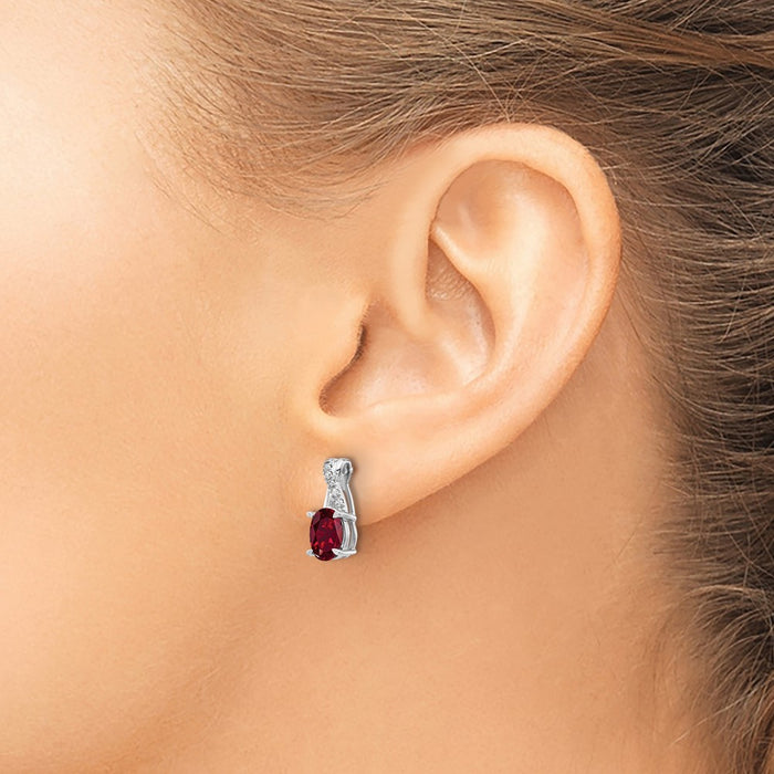 Buy Stylish 10K White Gold Ruby & Diamond Earrings - Exclusive Design, Value!-3