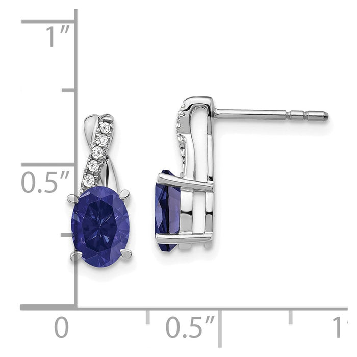 Buy Stylish 14K White Gold Sapphire & Diamond Earrings - Luxury Value Jewelry-4