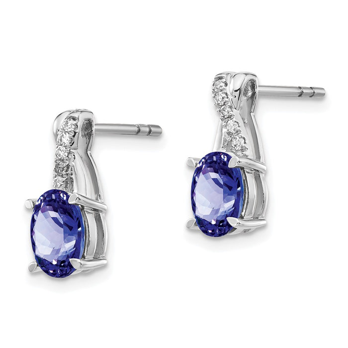 Buy Exclusive 14K White Gold Earrings with Tanzanite & Diamonds - Stylish Value!-2