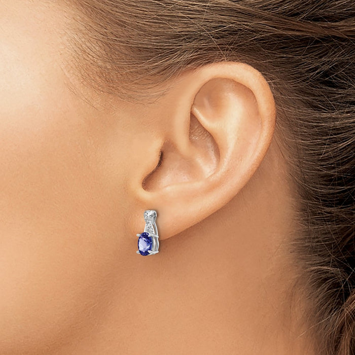 Buy Exclusive 14K White Gold Earrings with Tanzanite & Diamonds - Stylish Value!-3