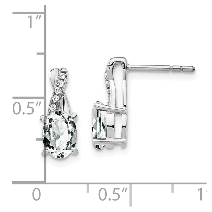 High-Quality 14K White Gold Earrings with White Topaz & Diamond Accents-2