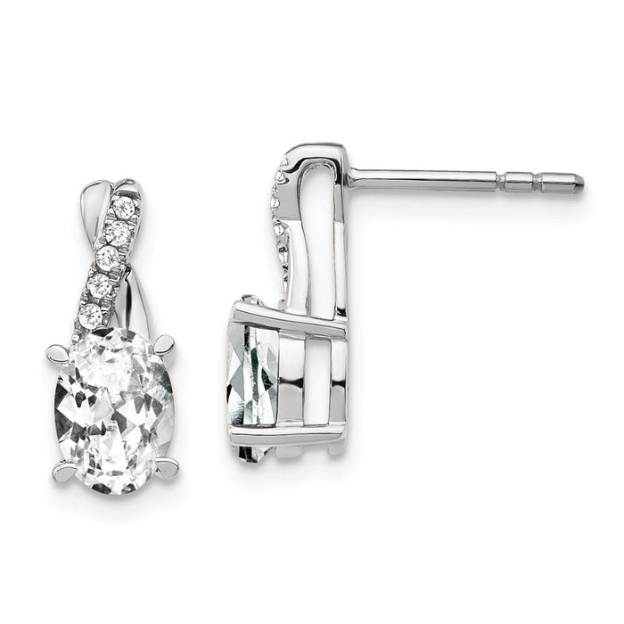 High-Quality 14K White Gold Earrings with White Topaz & Diamond Accents-1
