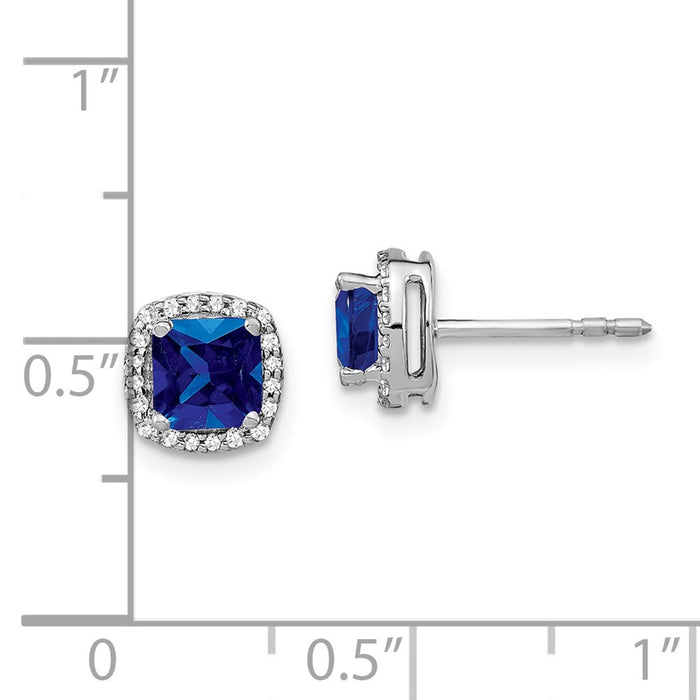 Shop Stylish 14K White Gold Cushion-Cut Sapphire & Diamond Halo Earrings-4