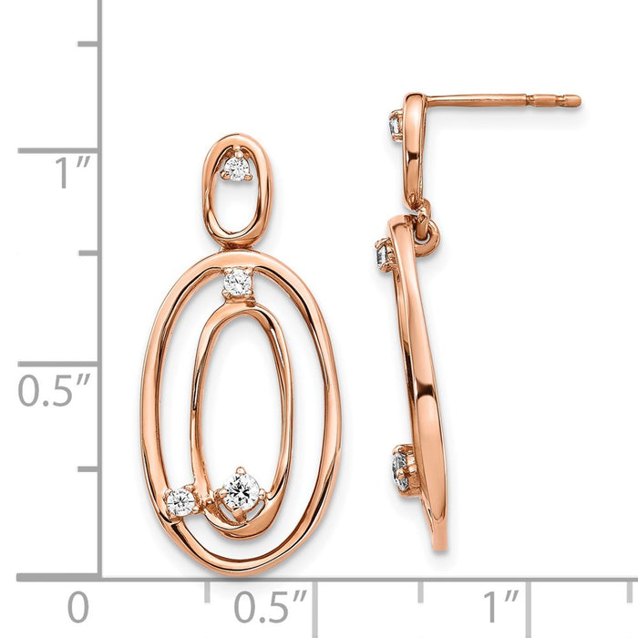 High-Quality 14K Rose Gold Oval Dangle Earrings with Diamonds - Stylish Value!-4
