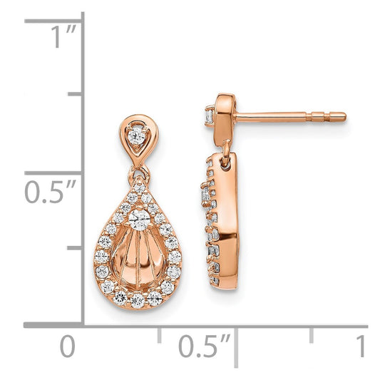 Exclusive 14K Rose Gold Diamond Drop Earrings - Stylish Teardrop Design