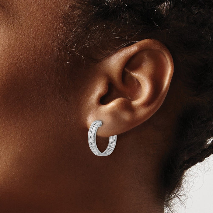 Buy Exclusive 14K White Gold Diamond Inside-Out Hinged Hoop Earrings - Stylish!-3