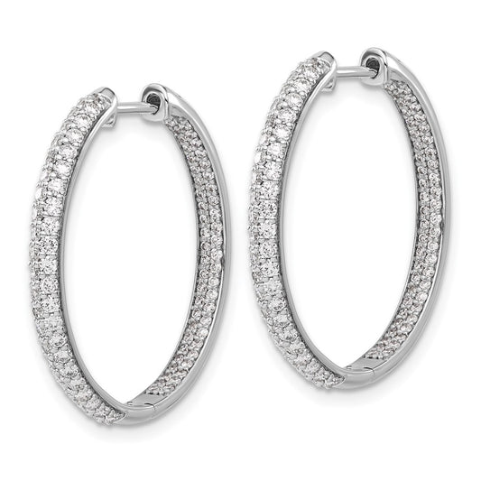 Shop Stylish 14K White Gold Diamond Inside-Out Hinged Hoop Earrings 1.5"