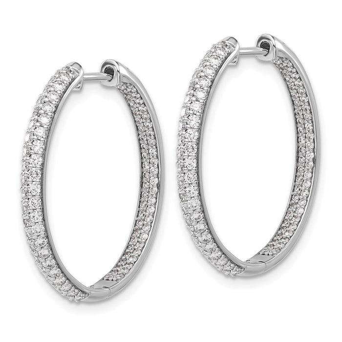 Shop Stylish 14K White Gold Diamond Inside-Out Hinged Hoop Earrings 1.5"-2