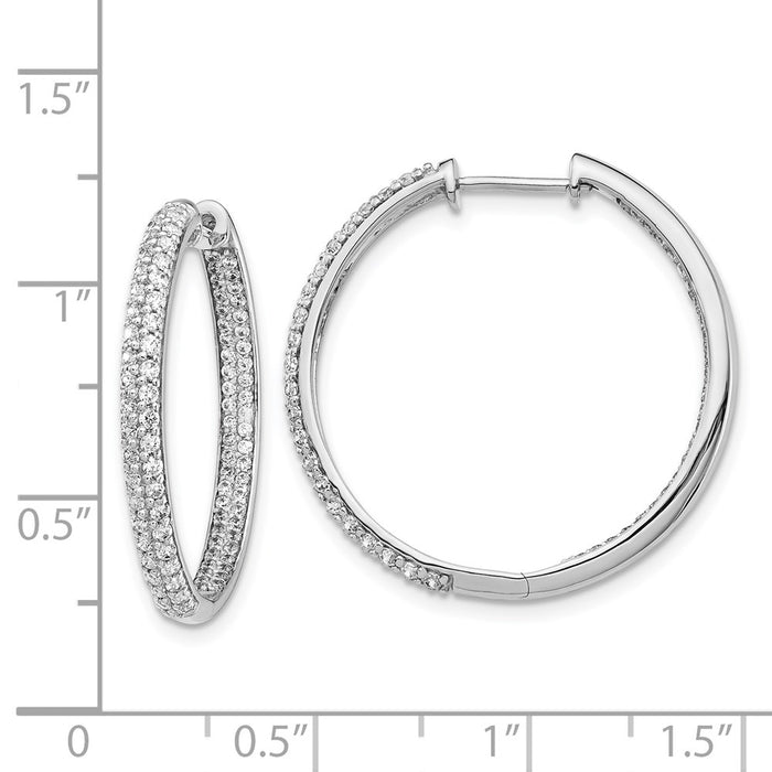 Shop Stylish 14K White Gold Diamond Inside-Out Hinged Hoop Earrings 1.5"-4