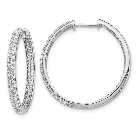 Shop Stylish 14K White Gold Diamond Inside-Out Hinged Hoop Earrings 1.5"