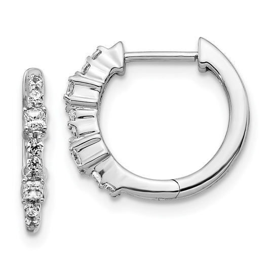 Buy Stylish 14K White Gold Diamond-Accented Hinged Hoop Earrings - 1.5in