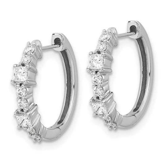 Exclusive 14K White Gold Diamond-Accented Hinged Hoop Earrings - Stylish Value