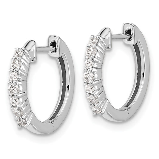 Buy Stylish 10K White Gold Diamond-Accented Hinged Hoop Earrings - Luxury Design