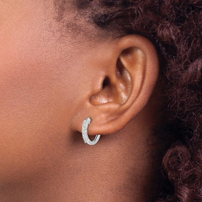 Buy Stylish 10K White Gold Diamond-Accented Hinged Hoop Earrings - Luxury Design-3