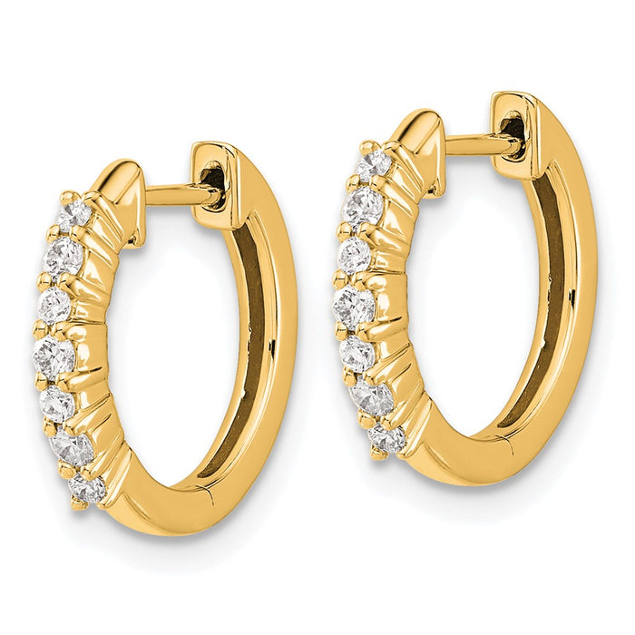 Shop Stylish 10K Gold Diamond-Accented Hinged Hoop Earrings - Affordable Luxury-2