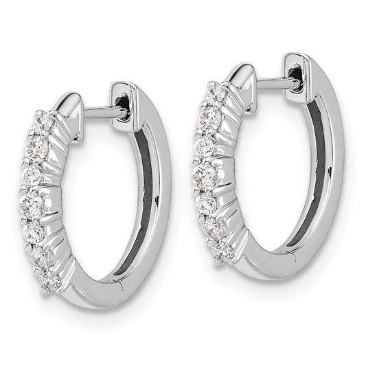 Exclusive 14K White Gold Diamond-Accented Hinged Hoop Earrings - Stylish Value