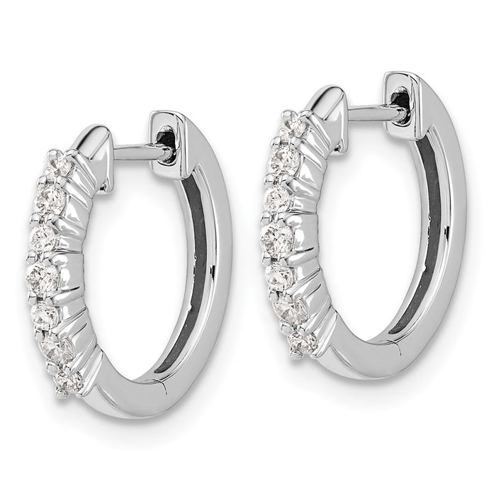 Exclusive 14K White Gold Diamond-Accented Hinged Hoop Earrings - Stylish Value-2