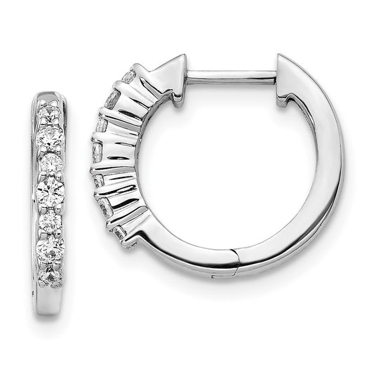 Exclusive 14K White Gold Diamond-Accented Hinged Hoop Earrings - Stylish Value