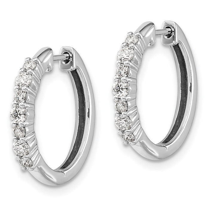 Buy Exclusive 14K White Gold Diamond-Accented Hinged Hoop Earrings - Stylish Luxury!-2
