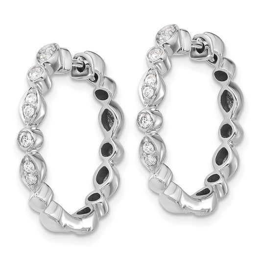 Buy Stylish 14K White Gold Diamond-Accented Hoop Earrings - 1.5" Luxury Design