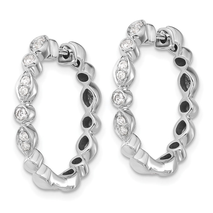 Buy Stylish 14K White Gold Diamond-Accented Hoop Earrings - 1.5" Luxury Design-2