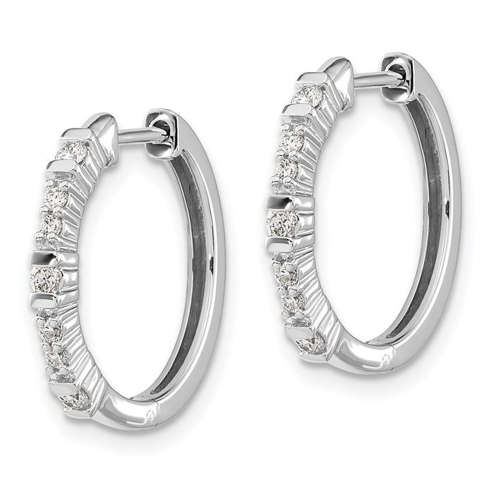 Buy Stylish 14K White Gold Diamond-Accented Hoop Earrings - Affordable Luxury!-2