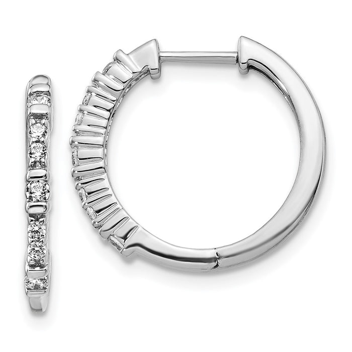 Buy Stylish 14K White Gold Diamond-Accented Hoop Earrings - Affordable Luxury!-1