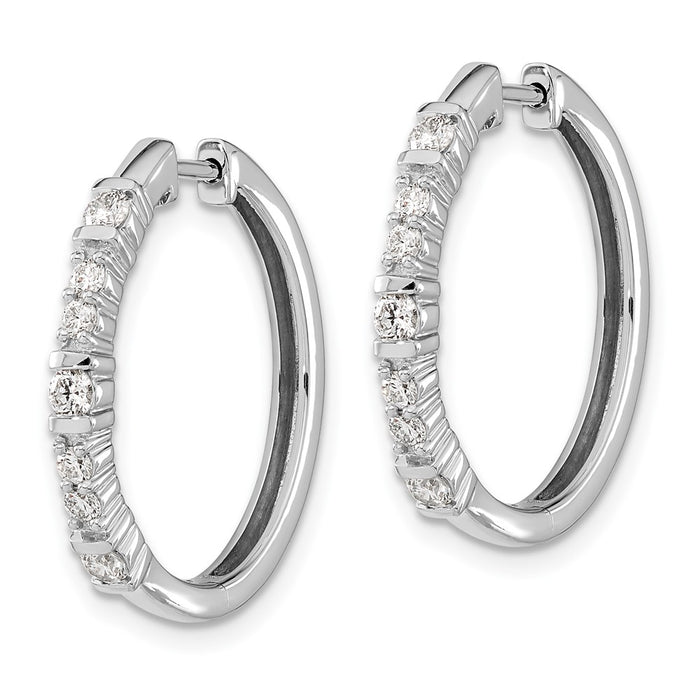 Shop Stylish 14K White Gold Diamond-Accented Hinged Hoop Earrings - 1.5"-2