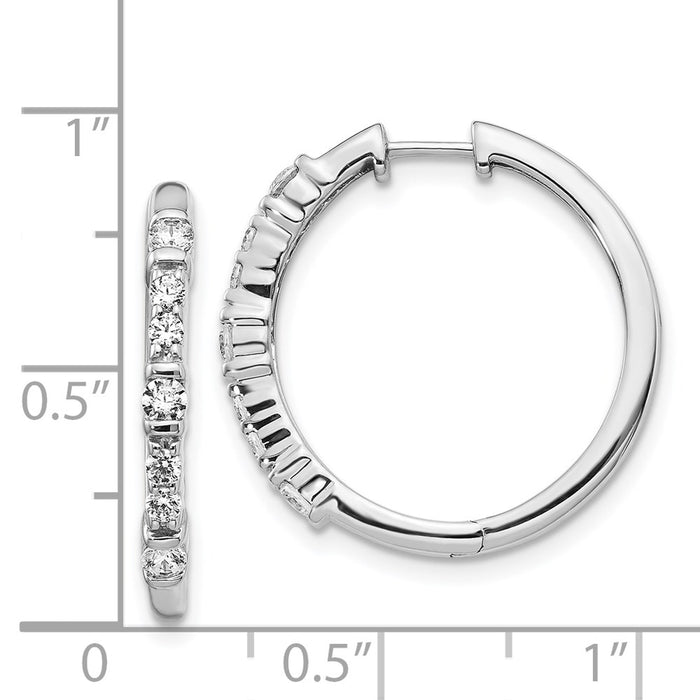 Shop Stylish 14K White Gold Diamond-Accented Hinged Hoop Earrings - 1.5"-4