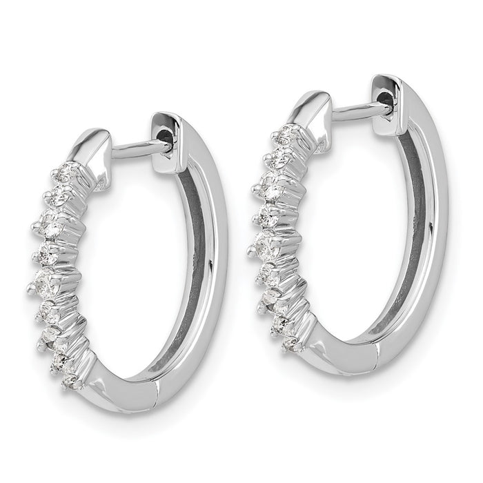 Shop Stylish 14K White Gold Diamond-Accented Hinged Hoop Earrings - 1.5"-2