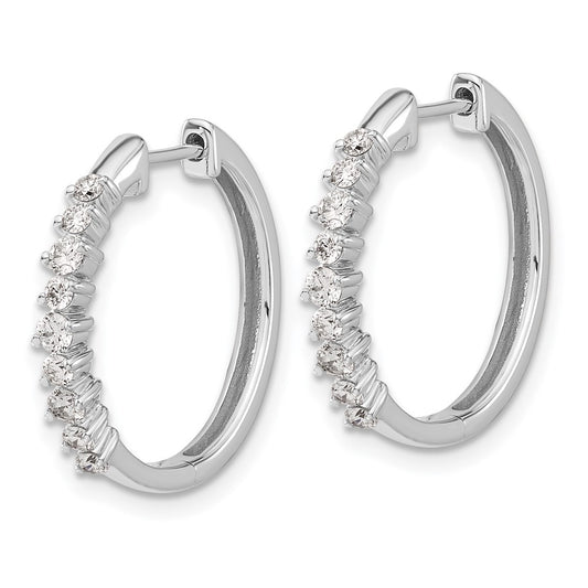 Buy Stylish 14K White Gold Diamond-Accented Hinged Hoop Earrings | 1.5"